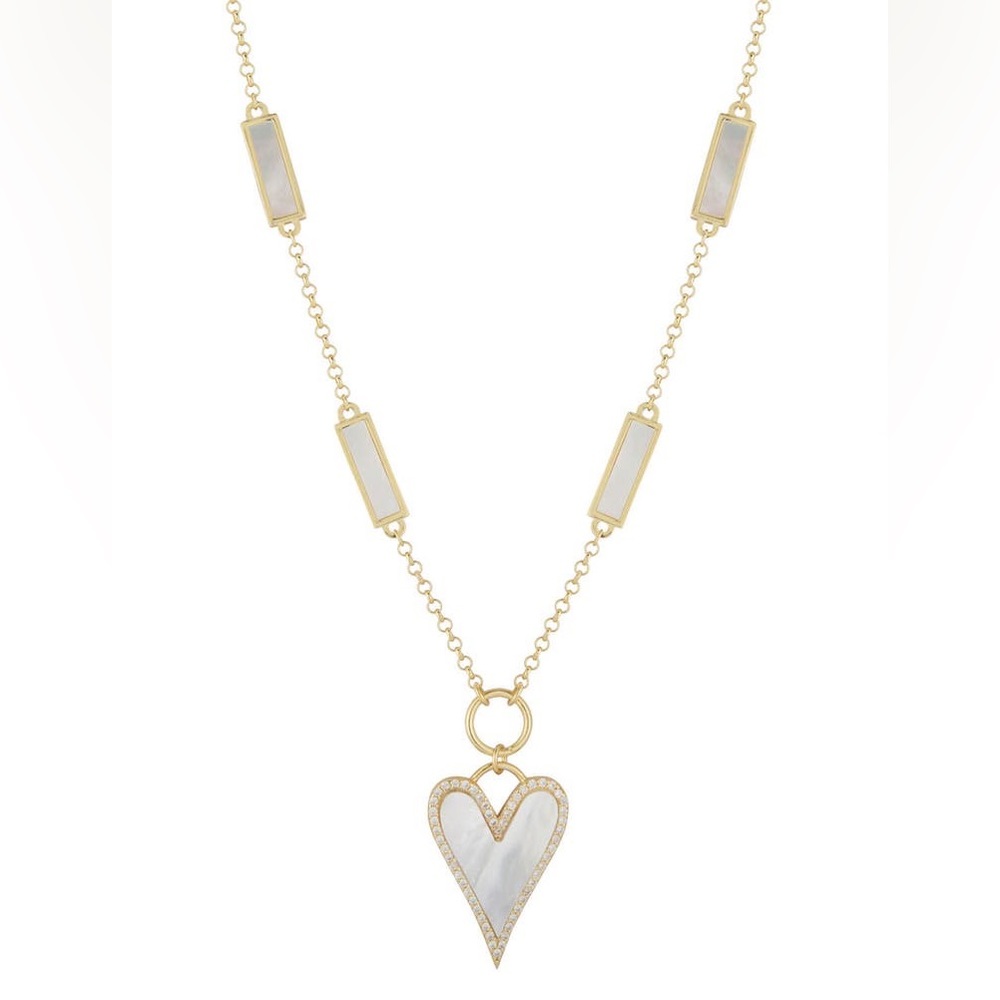 NWT 14K Yellow Gold Vermeil CZ Heart Pendant Necklace by SPHERA MILANO